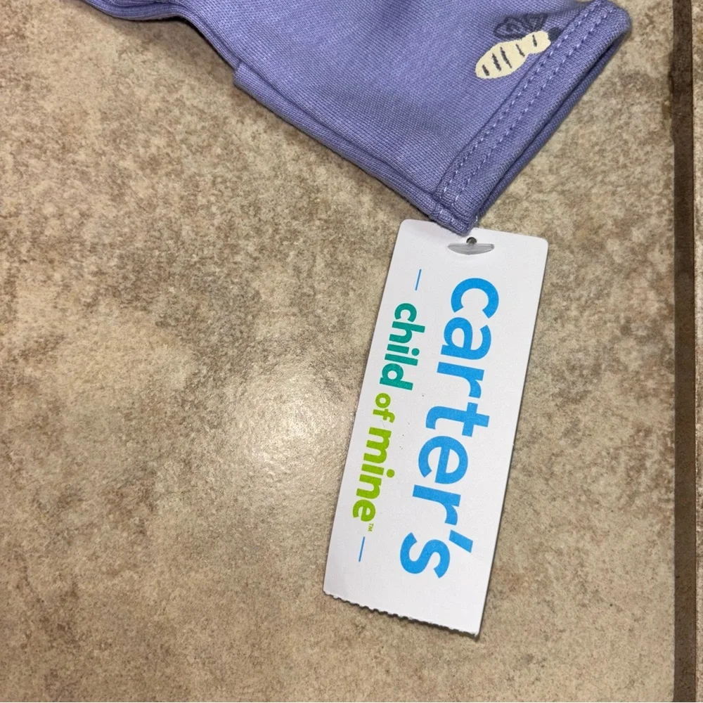 New! Carter's NB Lavender Bee Print Footie Sleeper Baby Girl NB - Picture 3 of 8